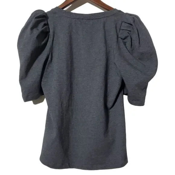 English Factory Pleated Puff Sleeve Top Blouse Size XS Gray Womens - Picture 5 of 9